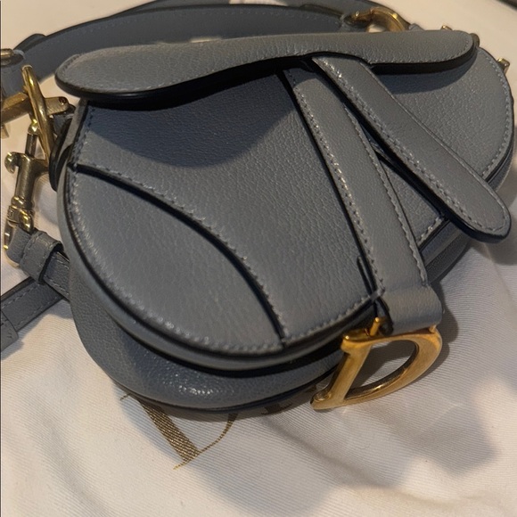 Dior Gray Crossbody Saddle Bag with Gold Hardware - Picture 4 of 8